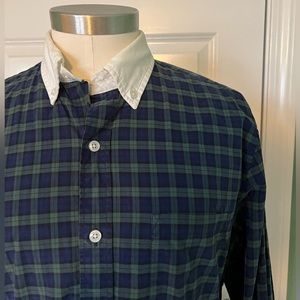 Tartan plaid with white collar button down